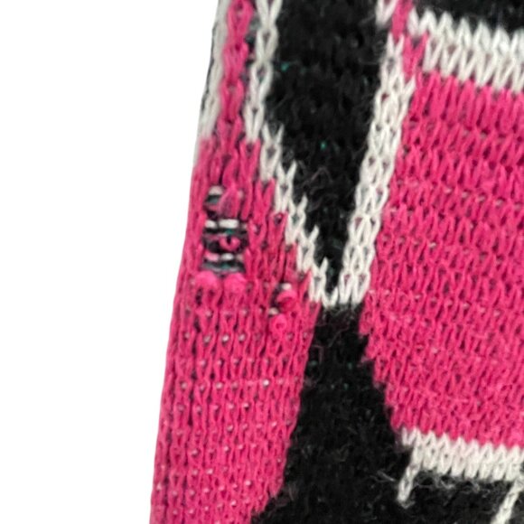 Etirel Vintage Ski Sweater Womens S Black Pink Green Snowflake Retro 80s Wool - Picture 3 of 7